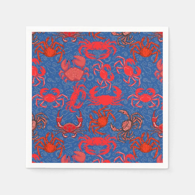 Crabs Patternx4 Blue BG Napkin (Front)