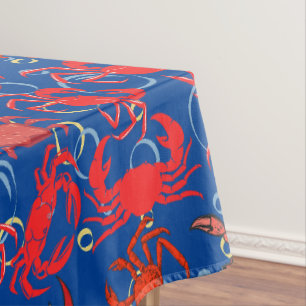 Crabs Patternx4 Blue BG Tablecloth
