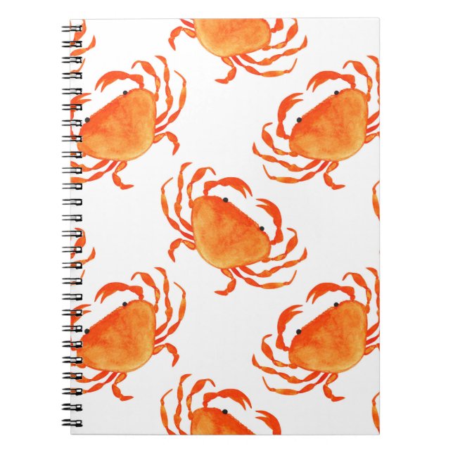 Crabs Watercolor: White Background Pattern Notebook (Front)