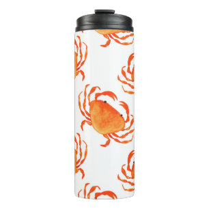 Crabs Watercolor: White Background Pattern Thermal Tumbler