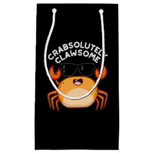 Crabsolutely Clawsome Funny Crab Pun Dark BG Small Gift Bag
