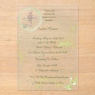 Cracefull and elegant baptism acrylic invitations