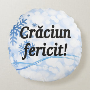 Crăciun fericit! Merry Christmas in Romanian bf Round Cushion