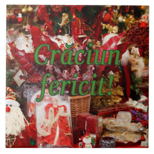Crăciun fericit! Merry Christmas in Romanian gf Tile