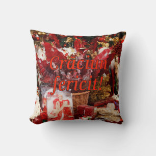 Crăciun fericit! Merry Christmas in Romanian rf Cushion