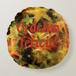 Crăciun fericit! Merry Christmas in Romanian rf Round Cushion