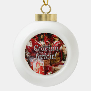 Crăciun fericit! Merry Christmas in Romanian wf Ceramic Ball Christmas Ornament
