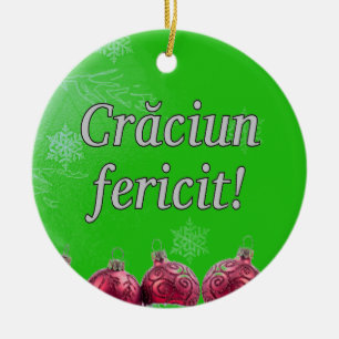 Crăciun fericit! Merry Christmas in Romanian wf Ceramic Tree Decoration