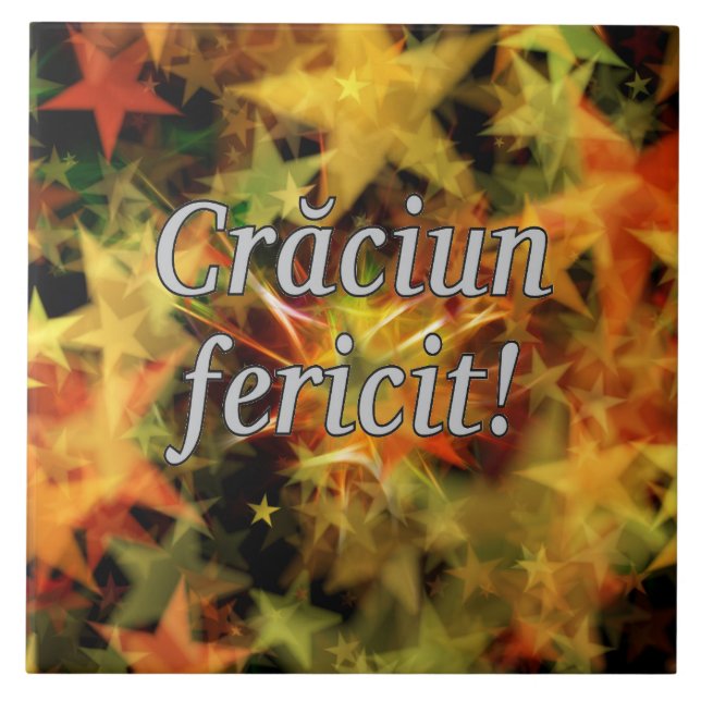 Crăciun fericit! Merry Christmas in Romanian wf Tile (Front)