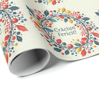 Craciun fericit - Romanian - tricolor flag - white Wrapping Paper