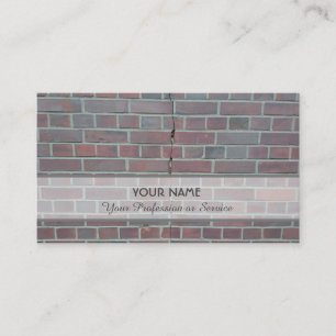 Cracked and broken brickwall for construction site business card