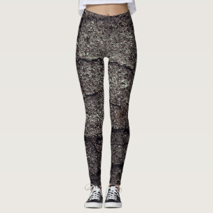 Cracked asphalt road cool lines leggings