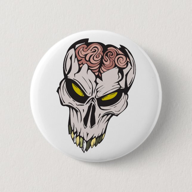 cracked brain skull 6 cm round badge (Front)