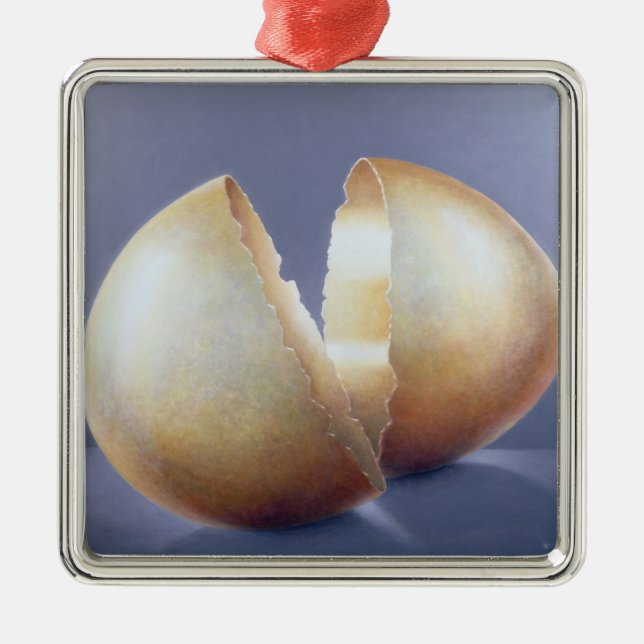 Cracked Bronze Age Egg Metal Tree Decoration (Front)