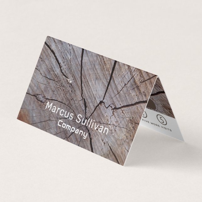 Cracked Brown Wood Double Loyalty Business Card (Front)
