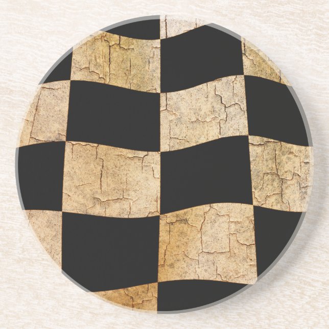 Cracked chequered flag coaster (Front)