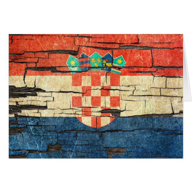 Cracked Croatian Flag Peeling Paint Effect (Front Horizontal)