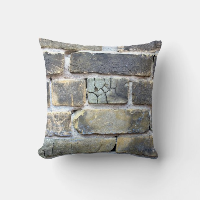 Cracked Crumbling Soft Grunge Brick Wall Cushion (Front)