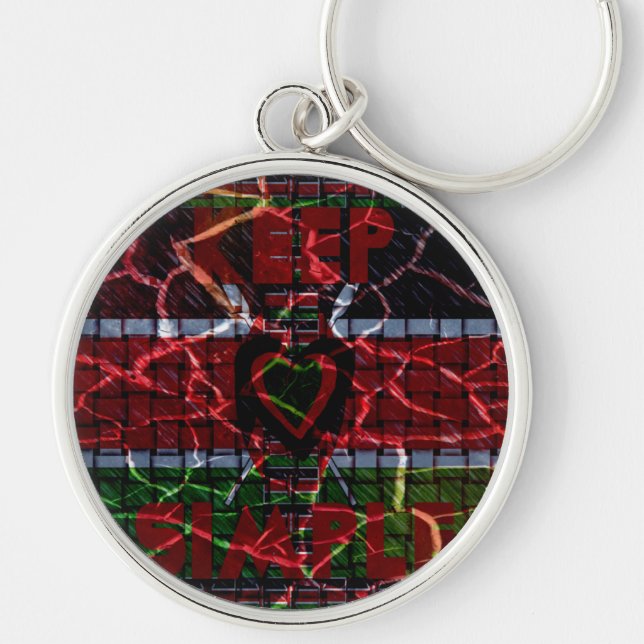 Cracked Flag: Keep It Simple - Kenyan Resilience  Key Ring (Front)