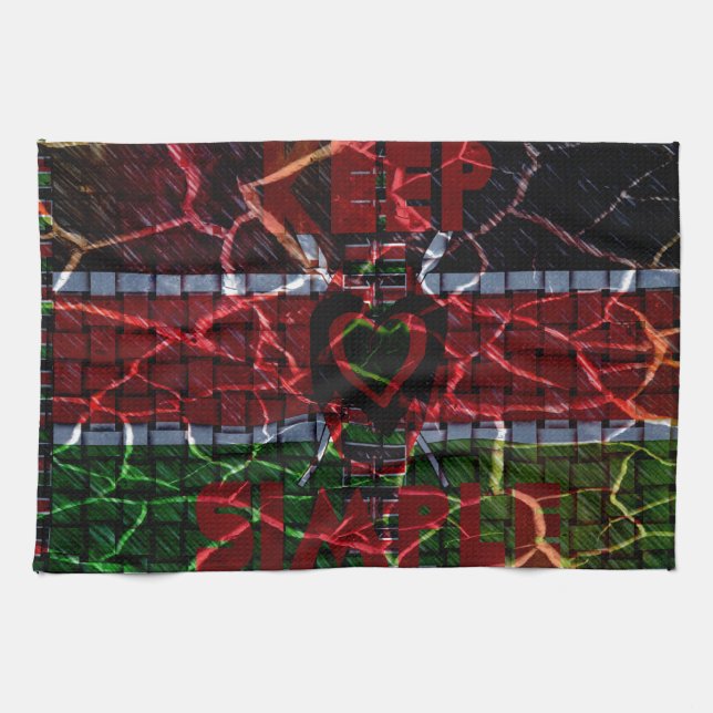 Cracked Flag: Keep It Simple - Kenyan Resilience  Tea Towel (Horizontal)