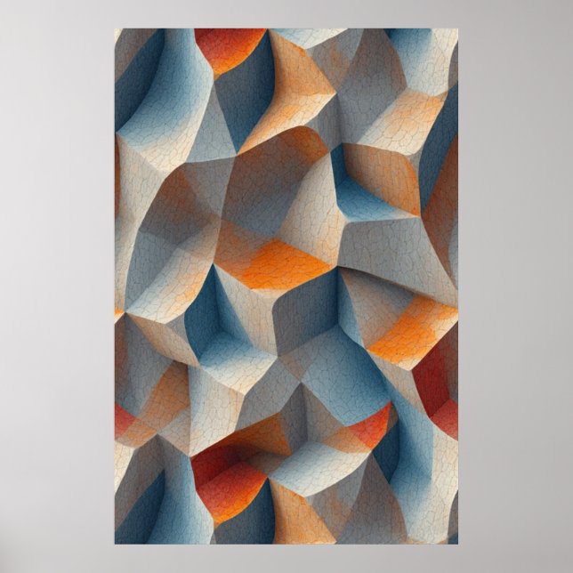 Cracked Geometry: Sculptural Abstract Poster (Front)