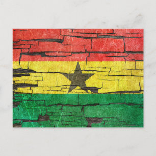 Cracked Ghana Flag Peeling Paint Effect Postcard