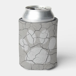 Cracked Grey Grey Animal Paw Print Can Cooler