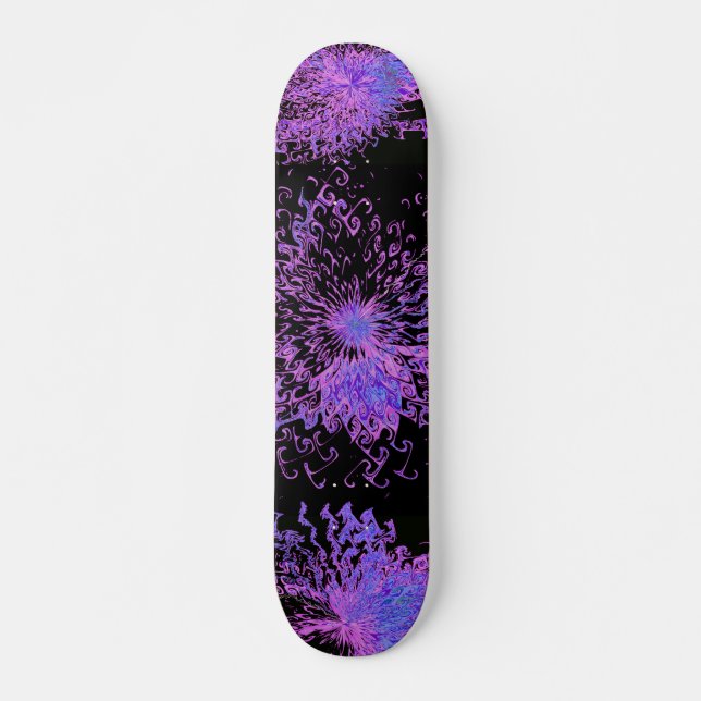 Cracked Ice Abstract Digital Fractal Skateboard (Front)