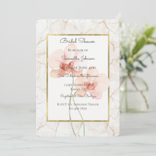 Cracked Ivory Tropical Pink Orchid Bridal Shower Invitation