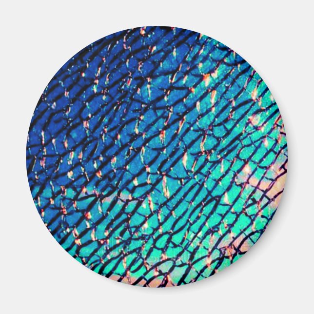 Cracked Metallic Mirror Blue and Green Magnet (Front)