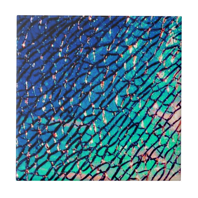 Cracked Metallic Mirror Blue and Green Tile (Front)