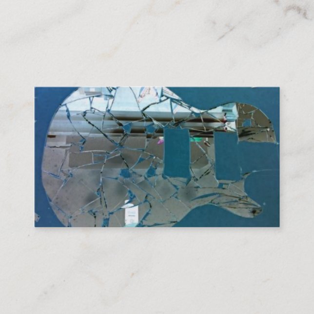 Cracked Mirror Guitar Business Card Template (Front)