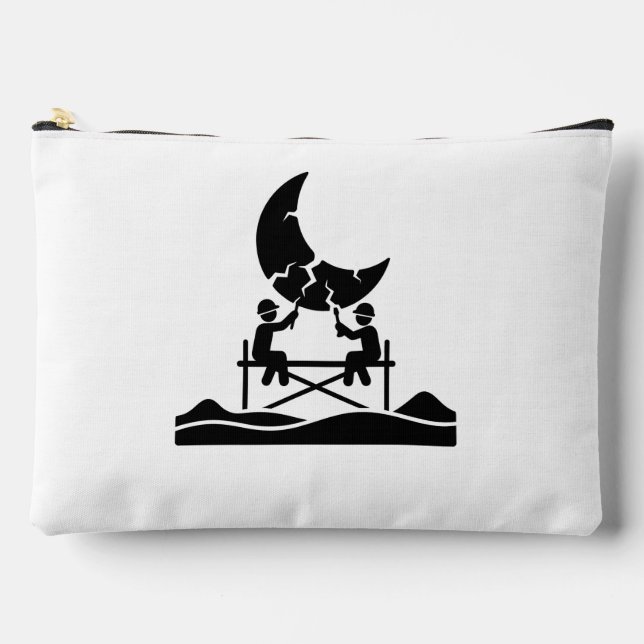 Cracked moon repair workers on scaffold fixing sky accessory pouch (Front)