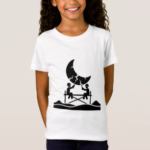 Cracked moon repair workers on scaffold fixing sky T-Shirt