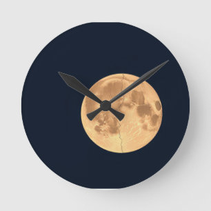 Cracked Moon Round Clock