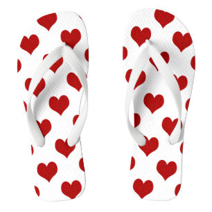 Cracked Mosaic Red Hearts on White Jandals
