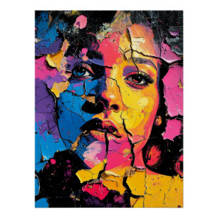 Cracked Paint Mural Beauty Skin Deep Poster