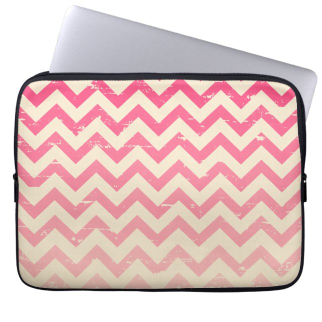 Cracked Pink Ombre Zigzag Electronics Bag (Front)