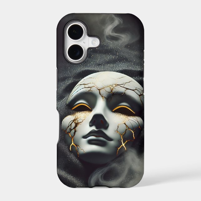 Cracked Porcelain Mask iPhone 17 Tough Glossy Case (Back)