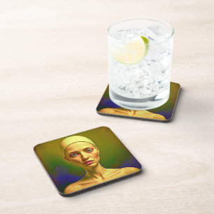 Cracked Porcelain Soul - Colourful Portrait Coaster