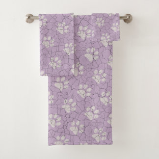 Cracked Purple Animal Paw Print Bath Towel Set