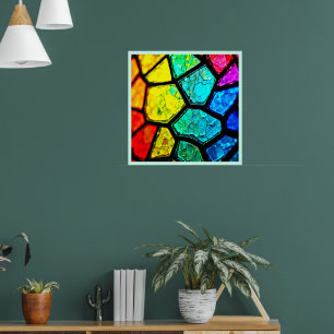 Cracked Rainbow Stained Glass Art Poster