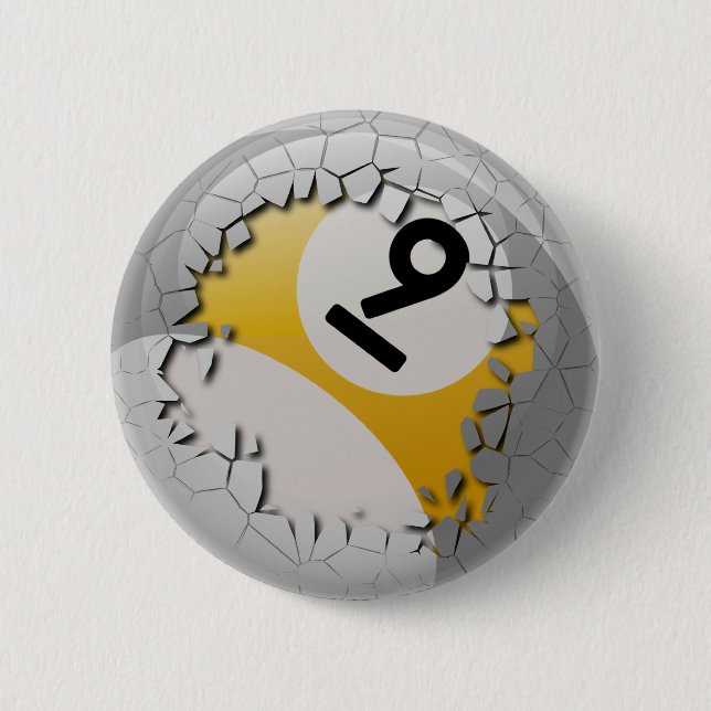 Cracked Shell Break Out Number 9 Billiards Ball 6 Cm Round Badge (Front)