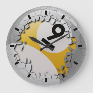 Cracked Shell Break Out Number 9 Billiards Ball Large Clock