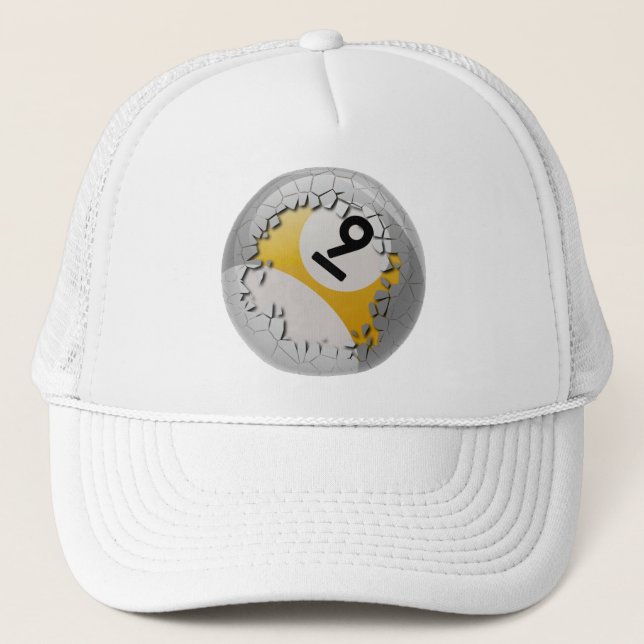 Cracked Shell Break Out Number 9 Billiards Ball Trucker Hat (Front)