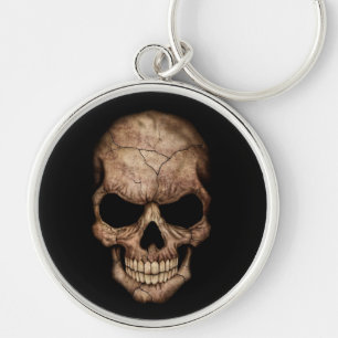 Cracked Skull Emerging From Darkness Key Ring