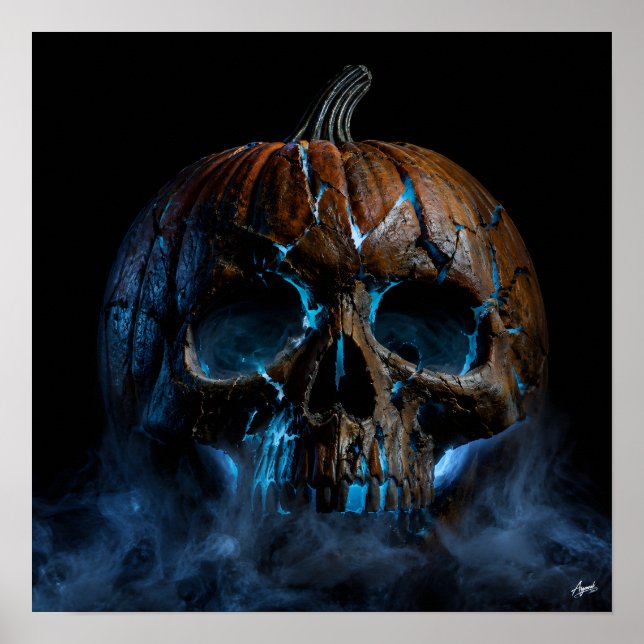 Cracked Skull Fracture Pumpkin Poster (Front)