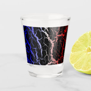 Cracked Space Lava - Blue/White/Red Shot Glass
