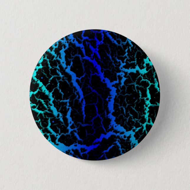Cracked Space Lava - Cyan/Blue 6 Cm Round Badge (Front)