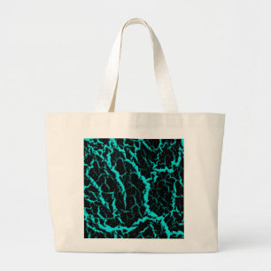 Cracked Space Lava - Cyan Large Tote Bag